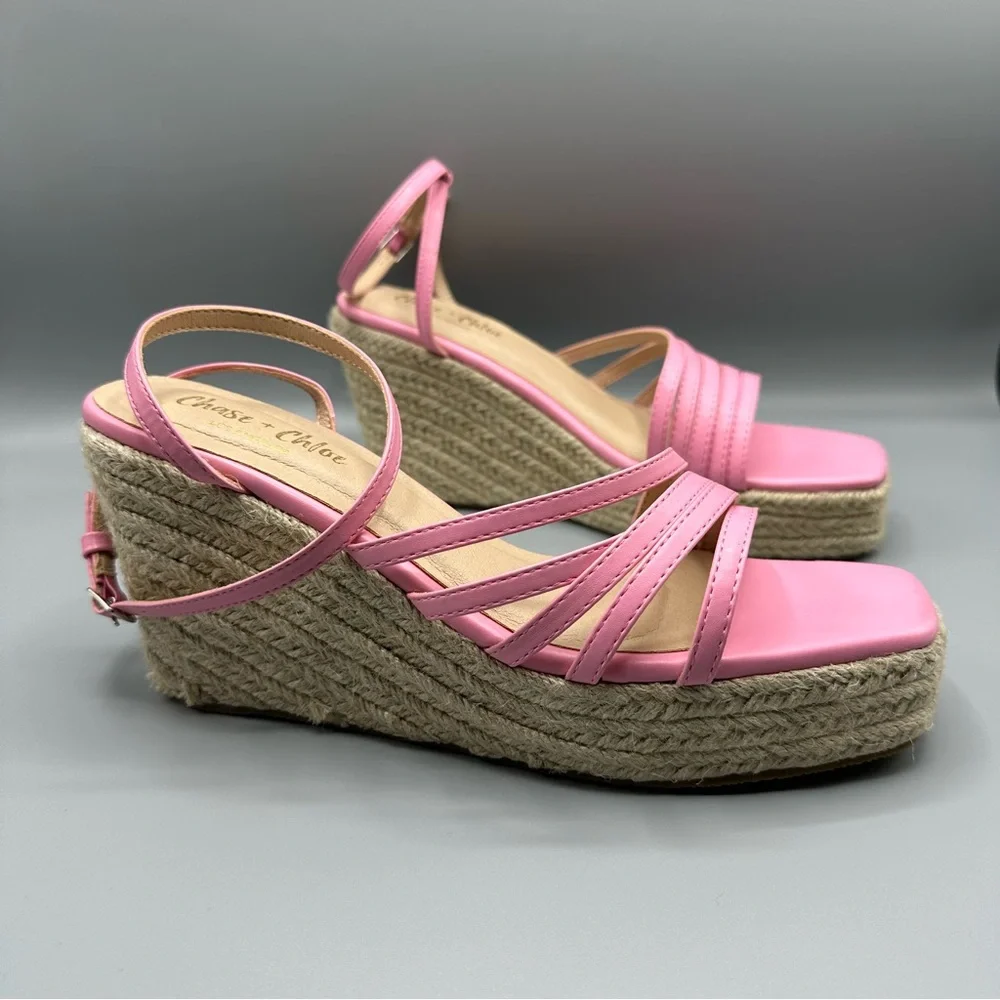 Chase + Chloe Platform Wedge Espadrille Sandal Women’s Size 10 Pink